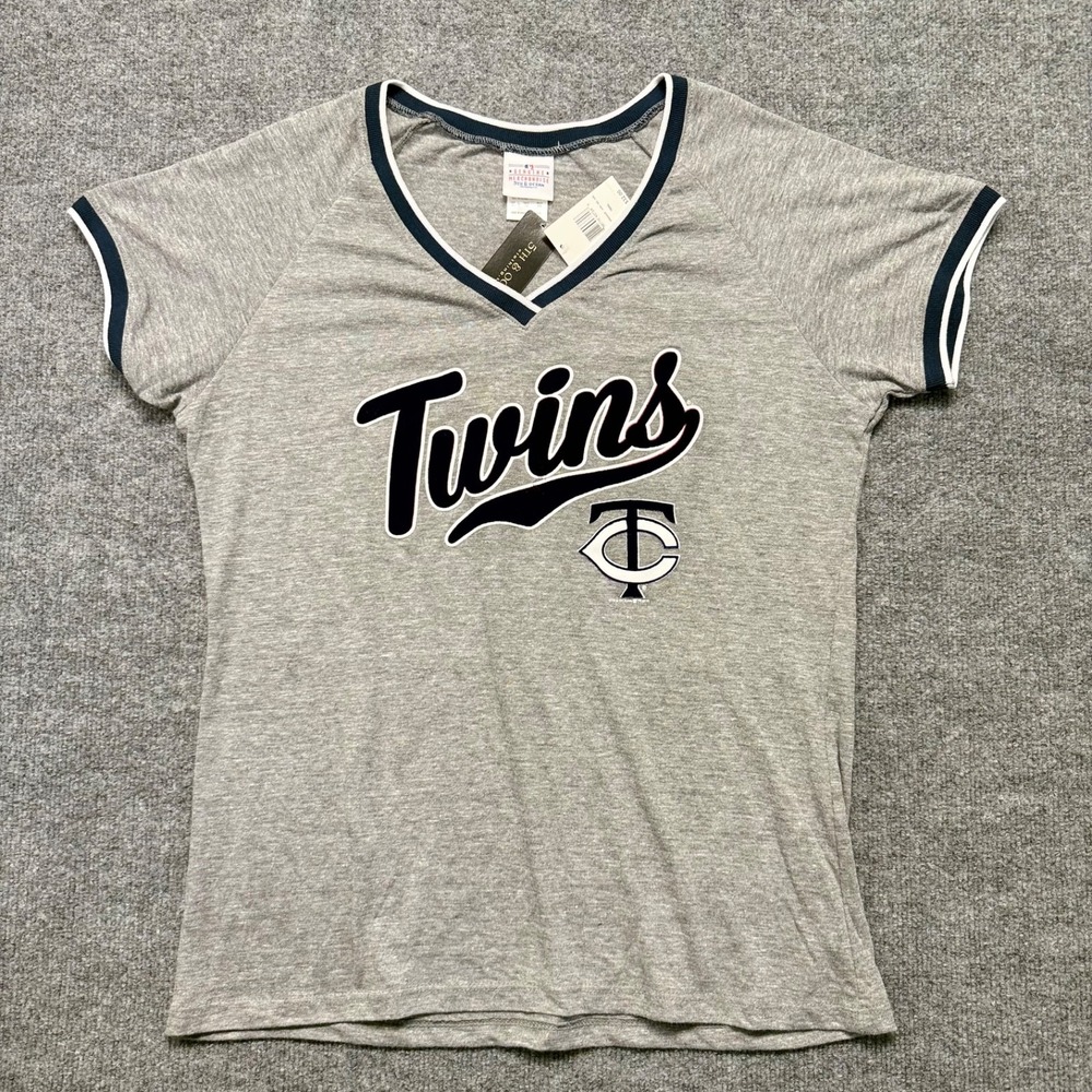 Minnesota‎ Twins 5th & Ocean T-Shirt Womens XXL TC Gray V-neck Genuine NWT